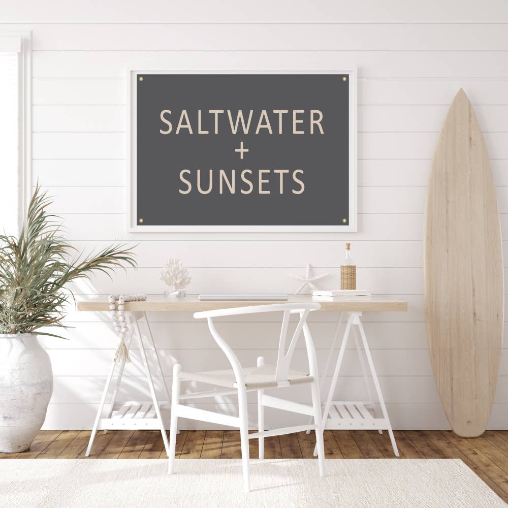 Saltwater and Sunsets, wall canvas flag