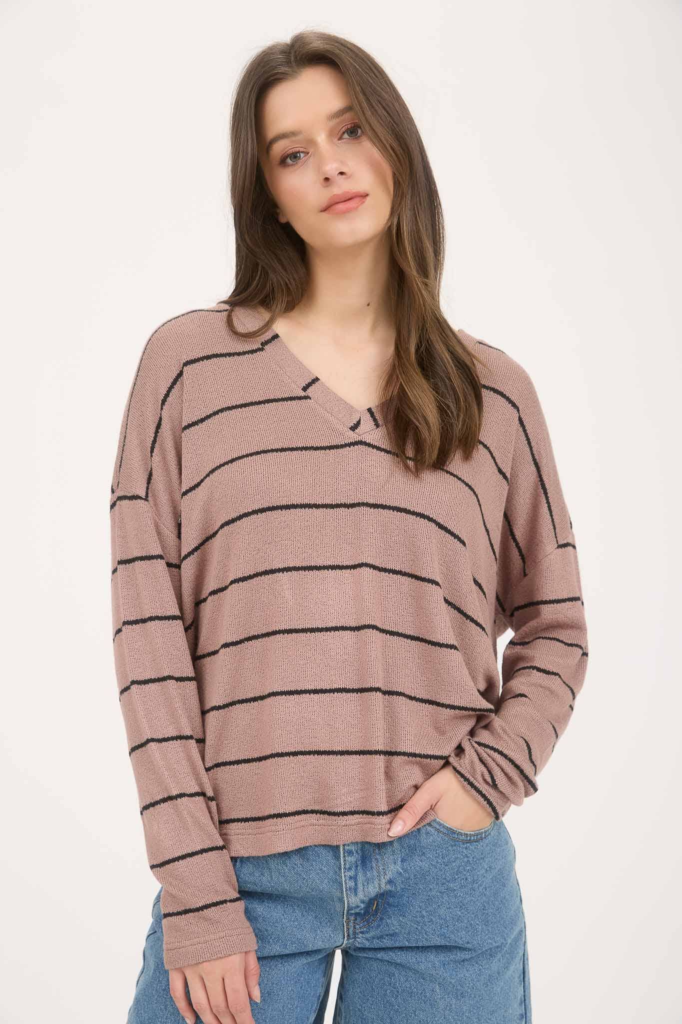 This & That Striped Vneck Top