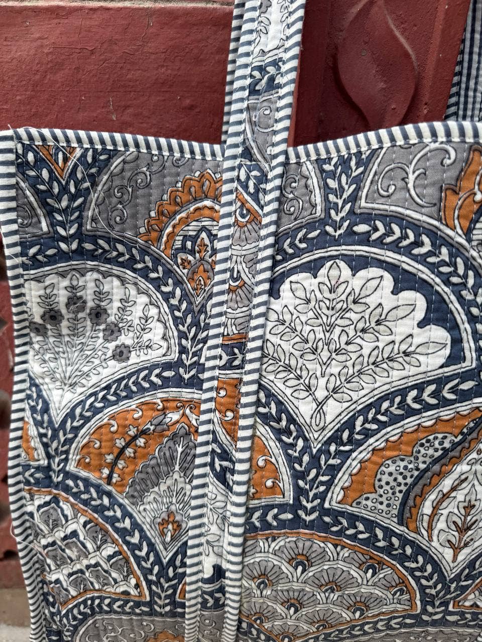 Unique Design Block Printed Bag Cotton Tote Bag Quilted Bags