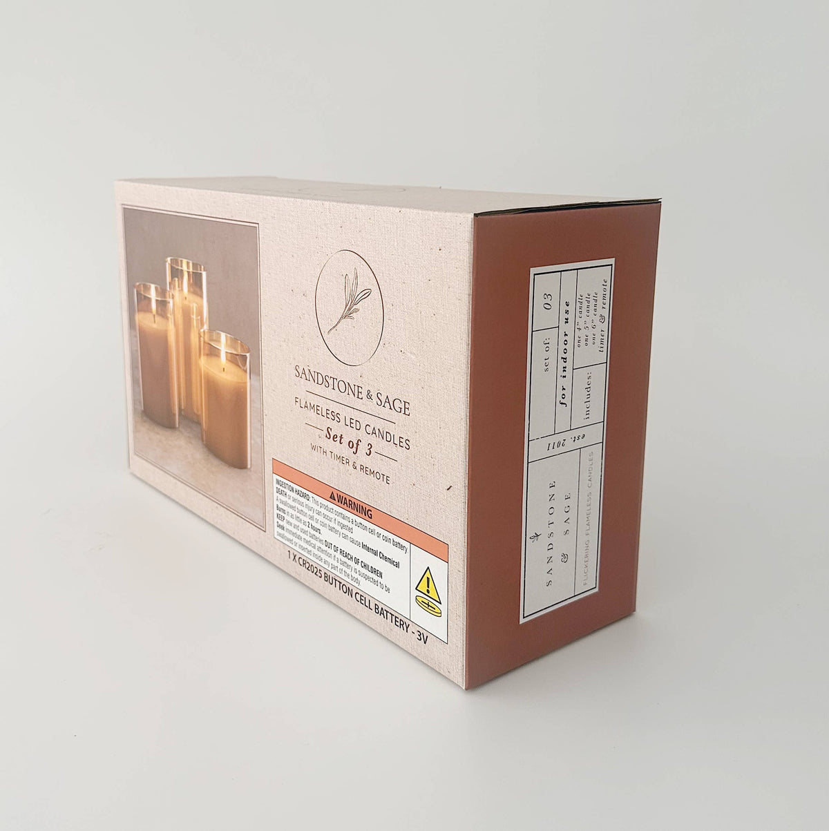Flameless LED Hurricane Glass Candles - White and Amber