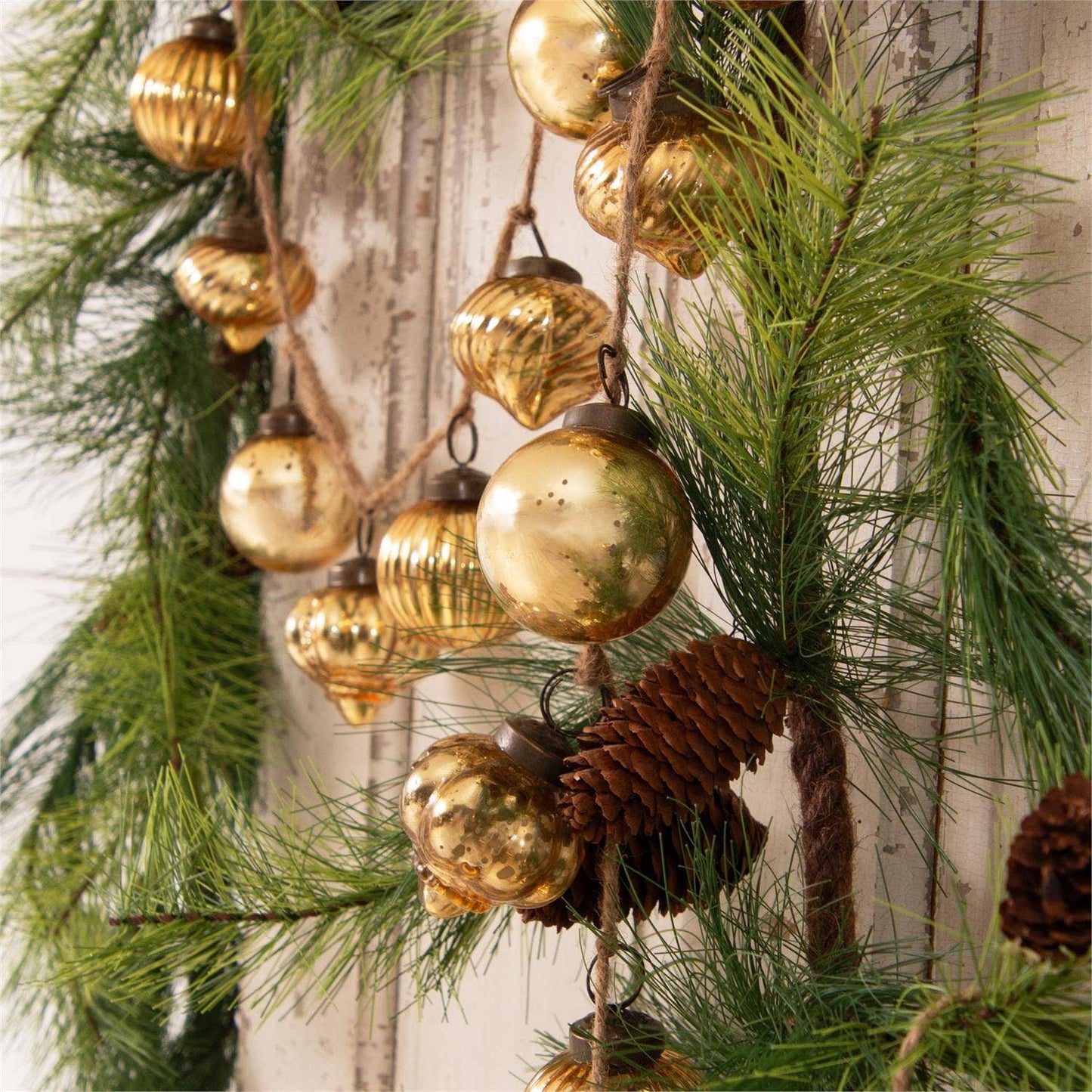 Garland - Gold Mercury Glass Ornaments (PC)