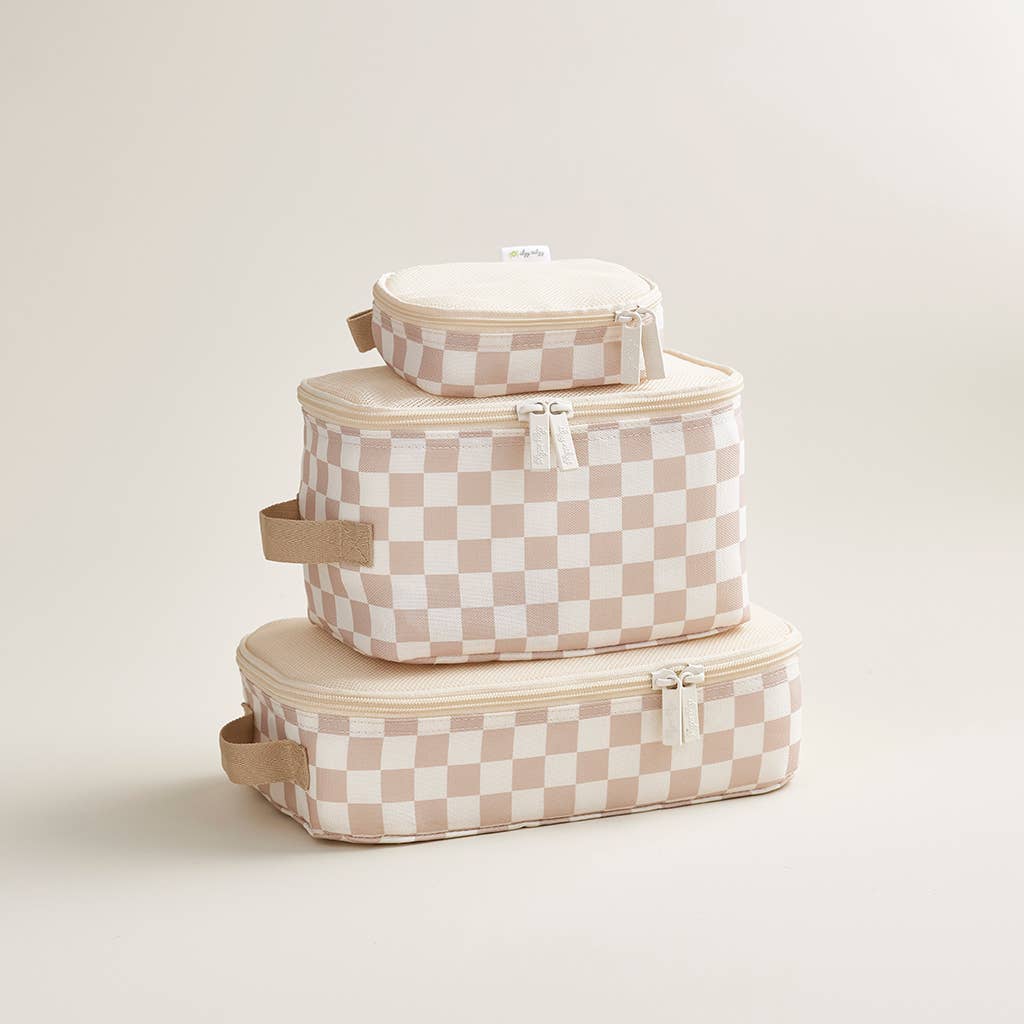 Taupe Checkerboard Packing Cubes