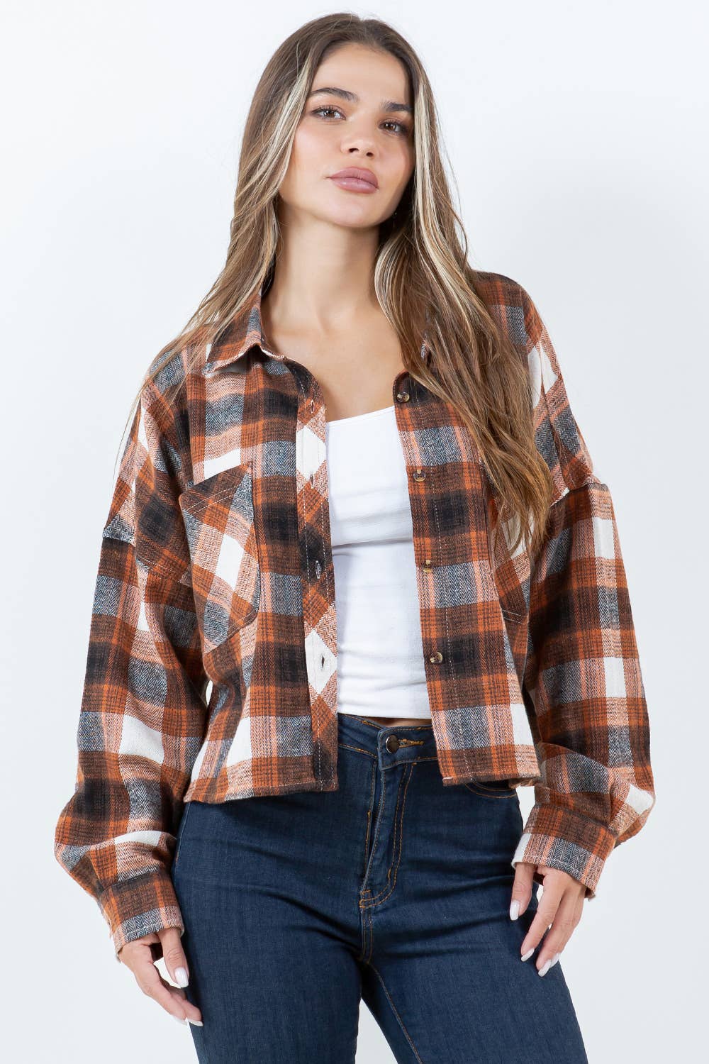 Darla Plaid Crop Shacket