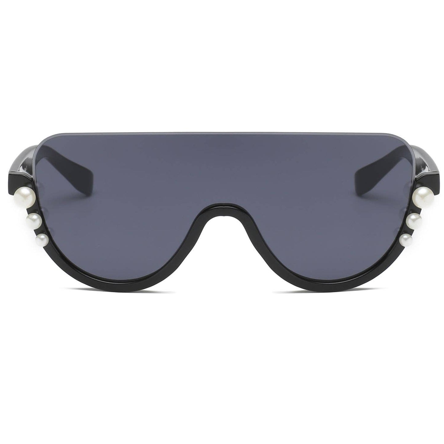 Fashion Semi-Rimless Chic Round Pearl Design Sunglasses