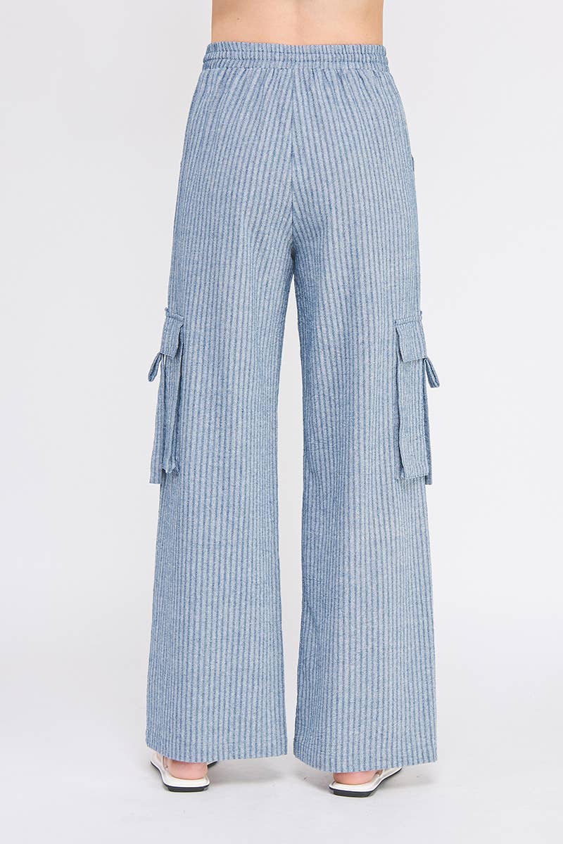 Sandy Stripes Linen Cargo Pant