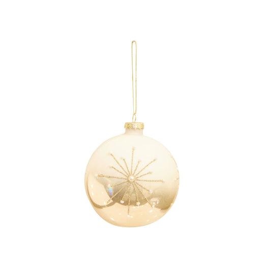 Glass Orn Silver Glitter Starburst