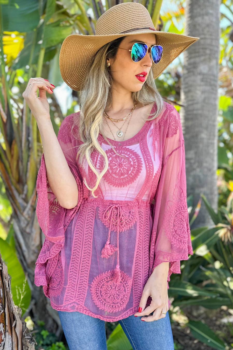 Mauve Sheer Poncho Top