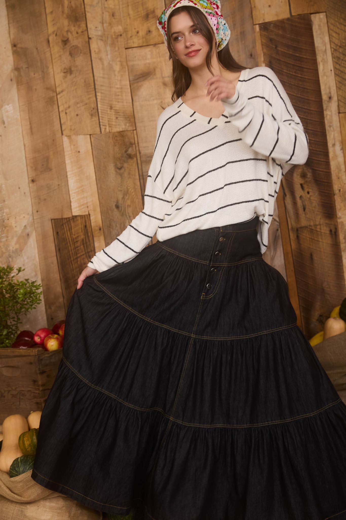 This & That Striped Vneck Top