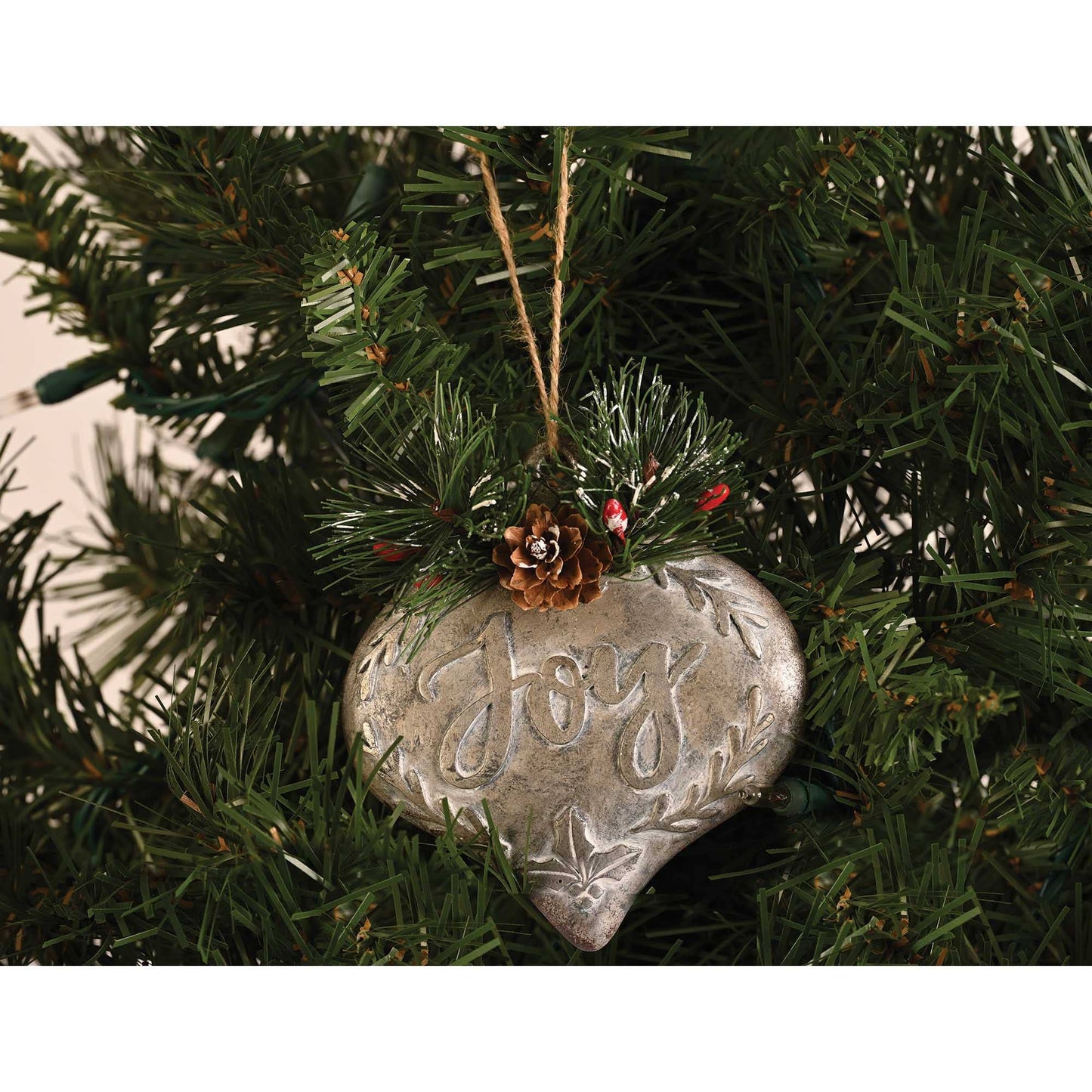 Ornament Heart Joy Resin Metal Look 4.5H