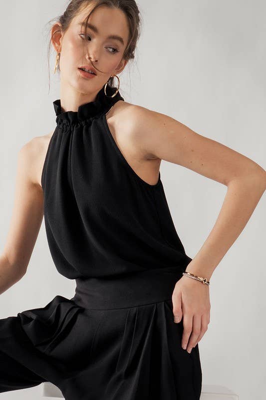 Ruffle Mock Neck Tank