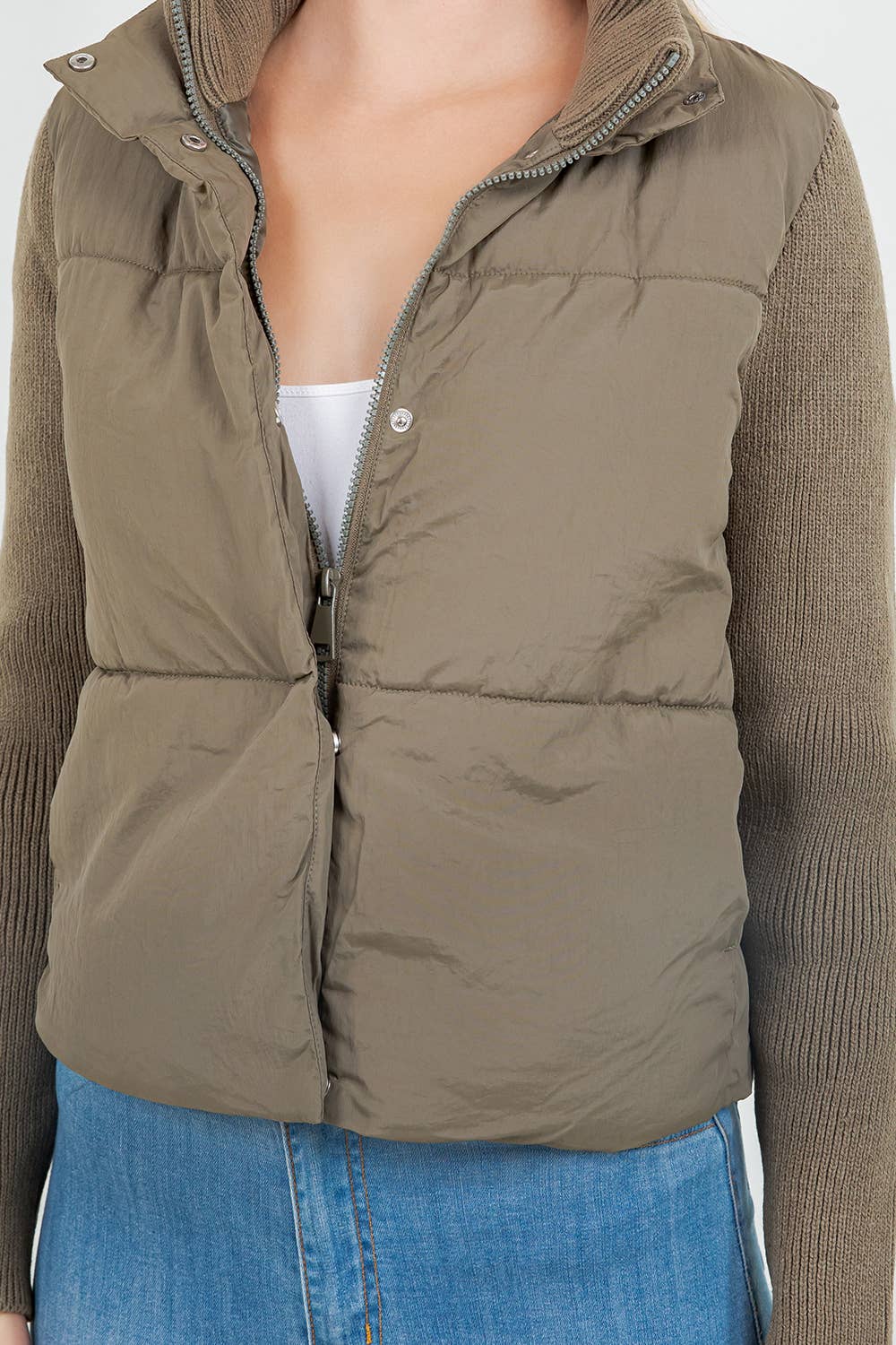 Khaki Quilted Puffer Jacket