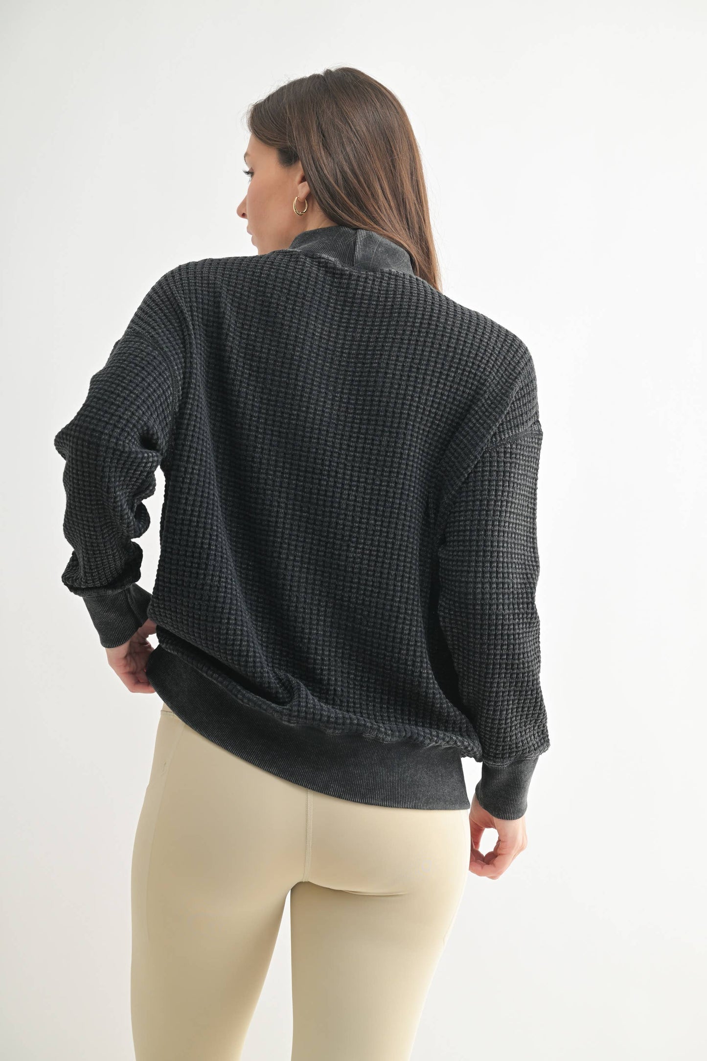 Mock Neck Waffle Sweater