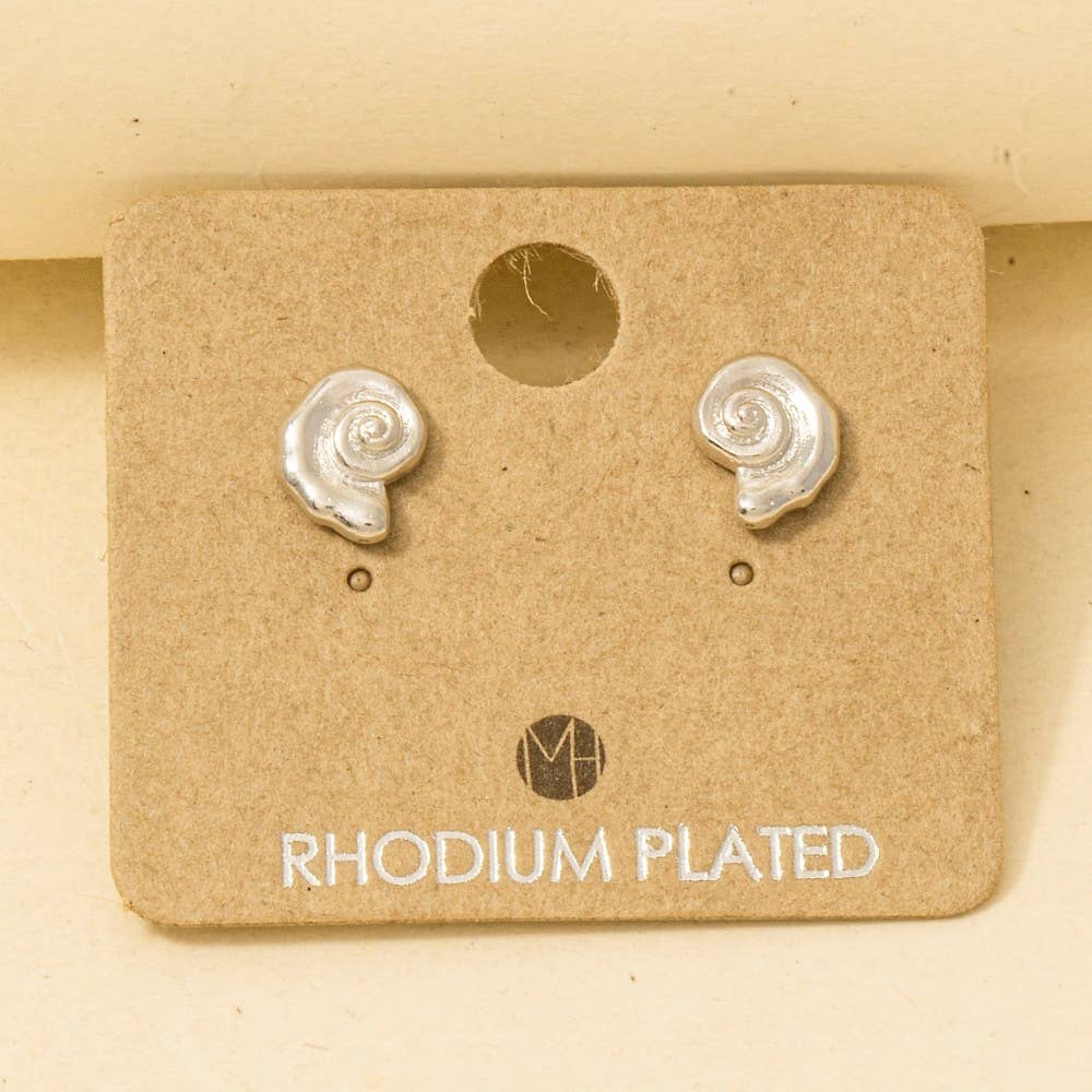 Gold Dipped Spiral Sea Shell Stud Earrings