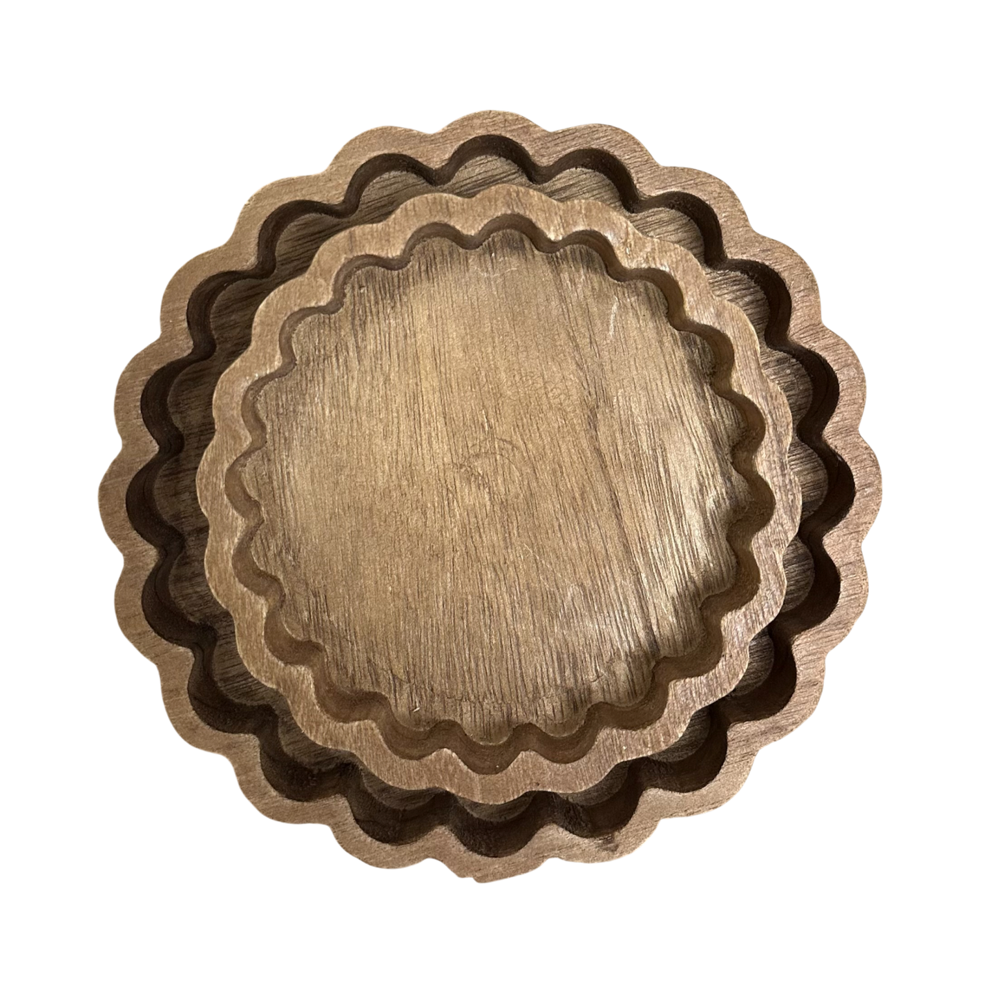 Scalloped Wood Tray Large