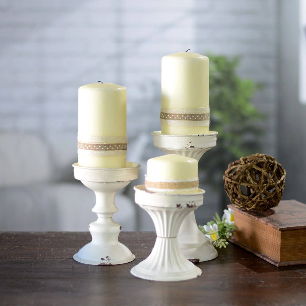 White Metal Candle Holders