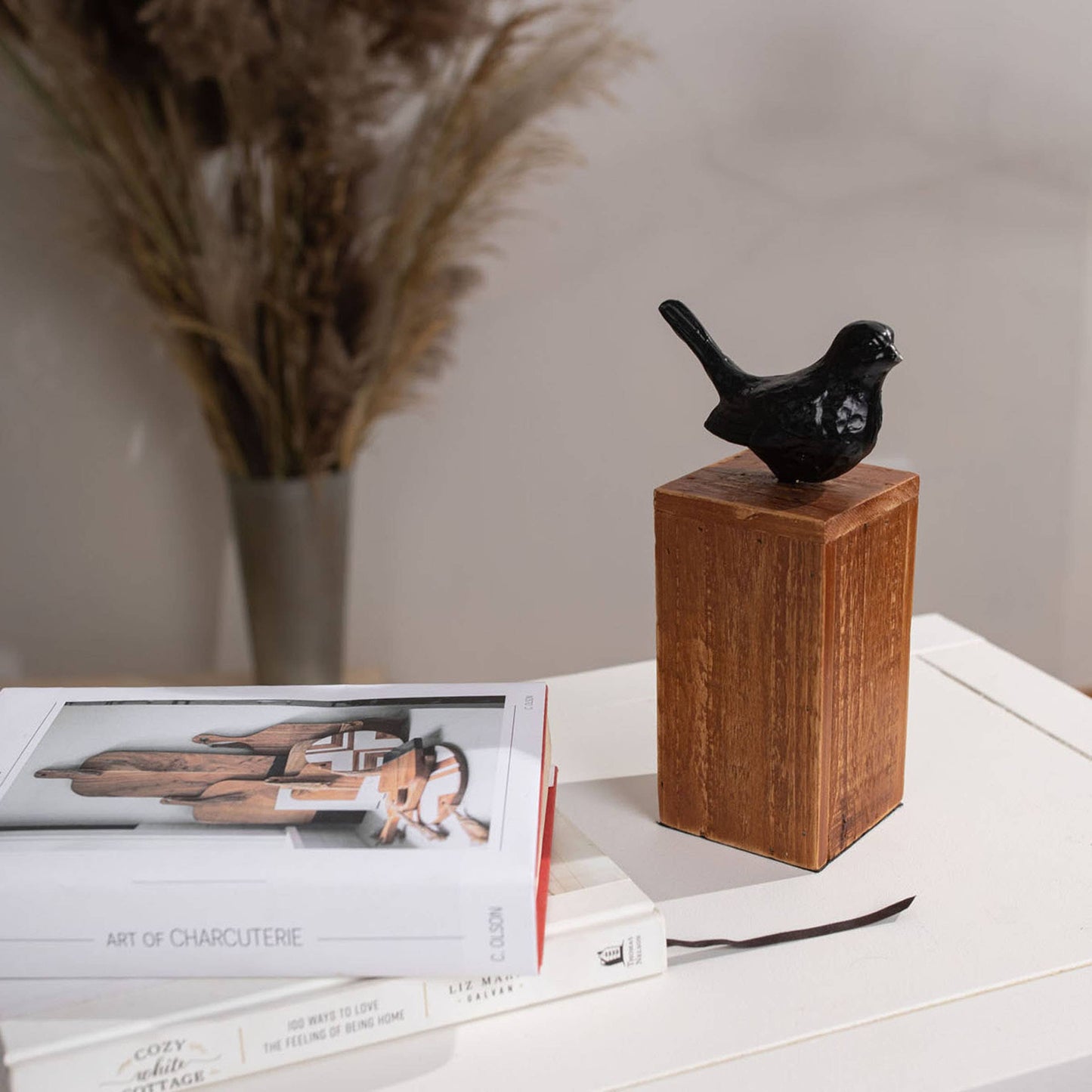 Wood Block Bird Figurine