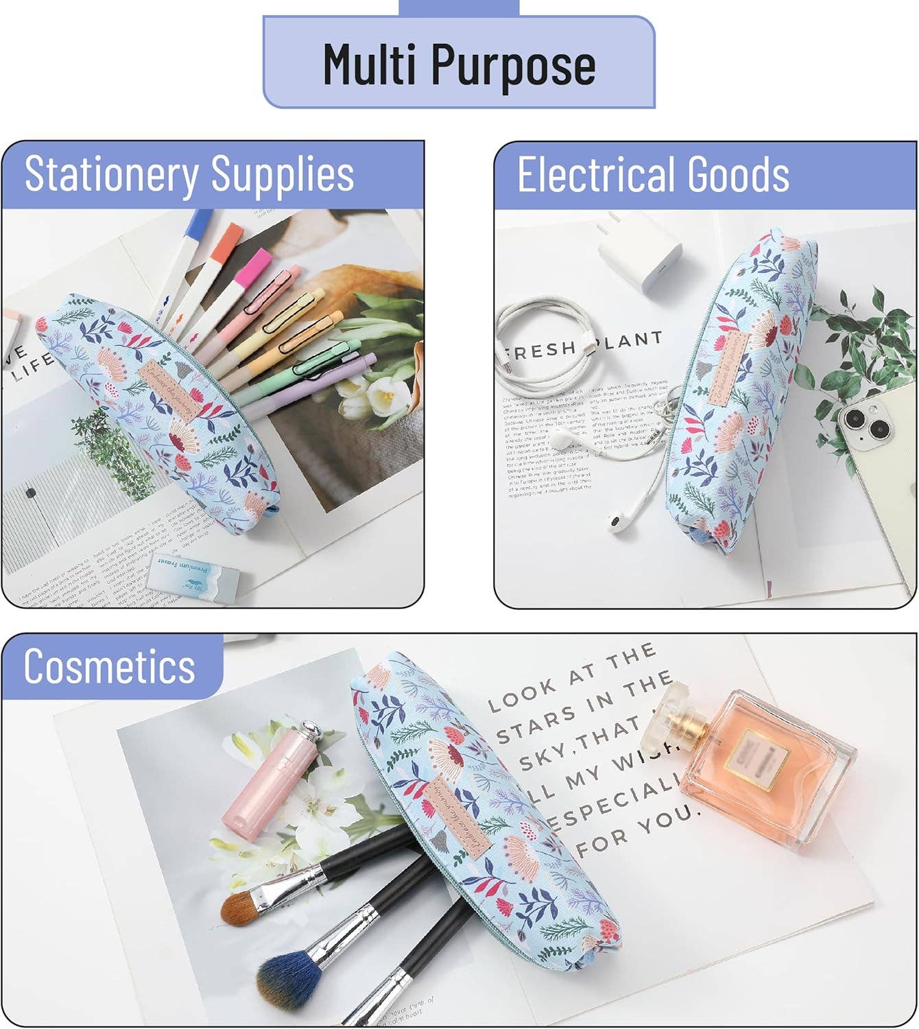 Pencil Case: Blue Floral
