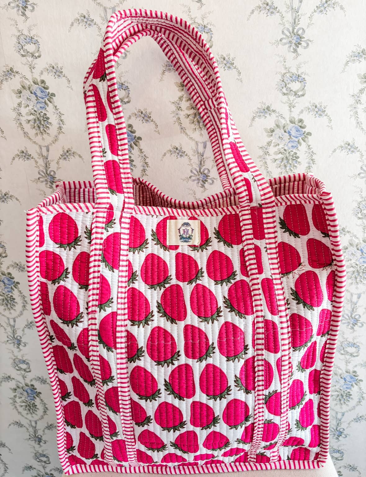 Sassy Strawberry | Regular Size Quilted Tote Bag
