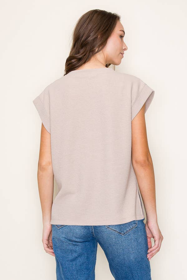Round neck s/l knit top