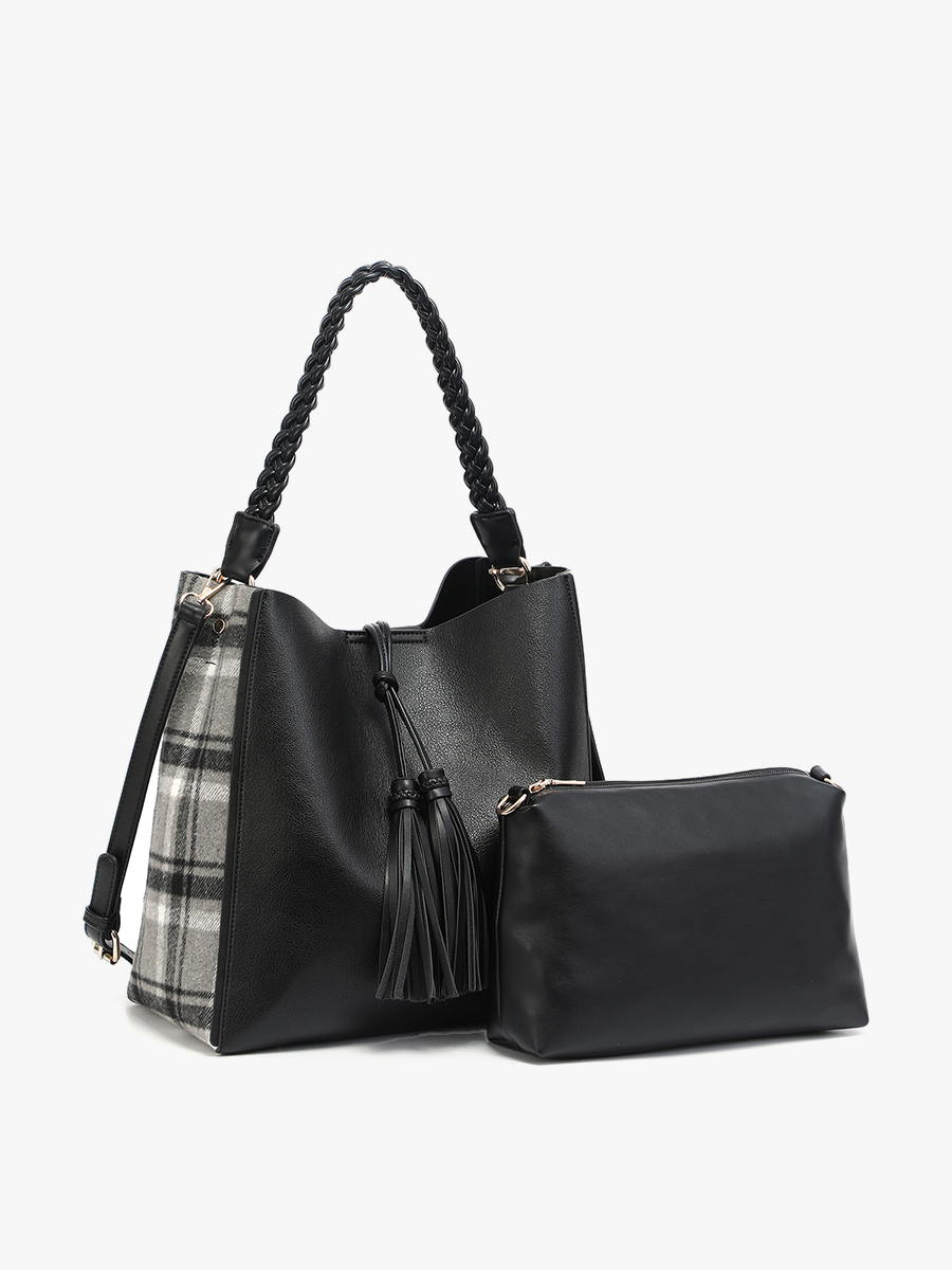 Dina Plaid Contrast Tote