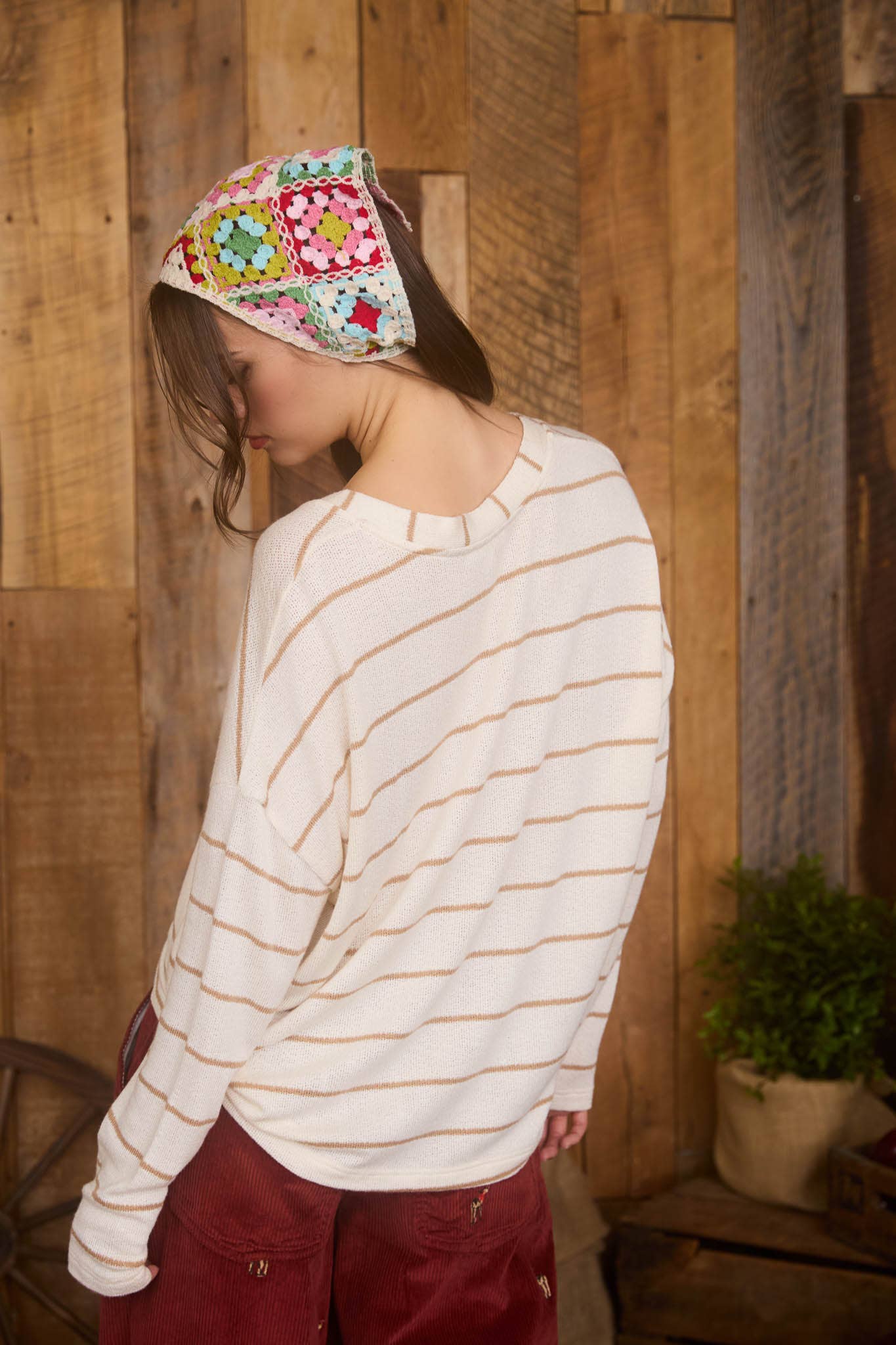 This & That Striped Vneck Top