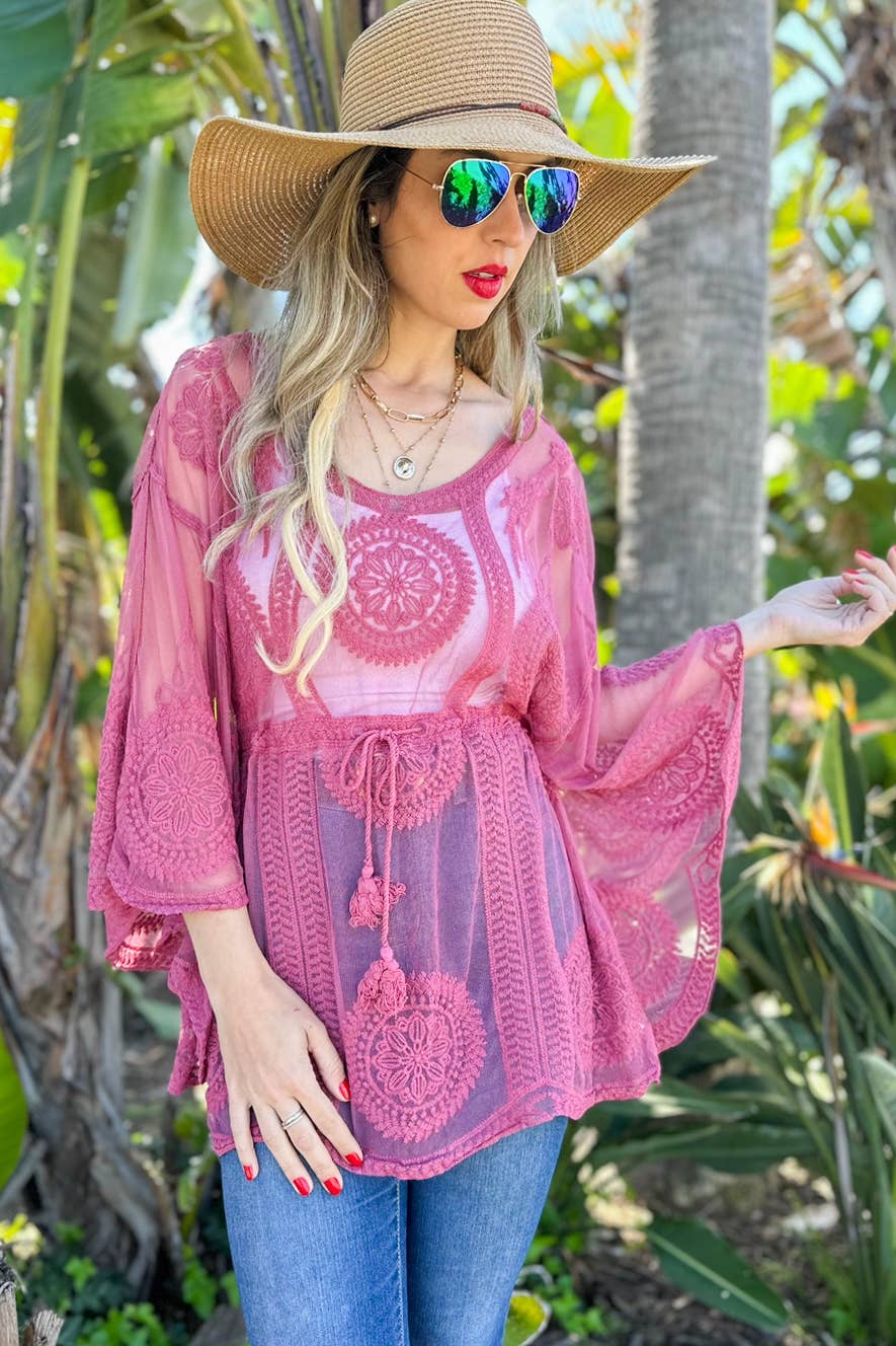 Mauve Sheer Poncho Top