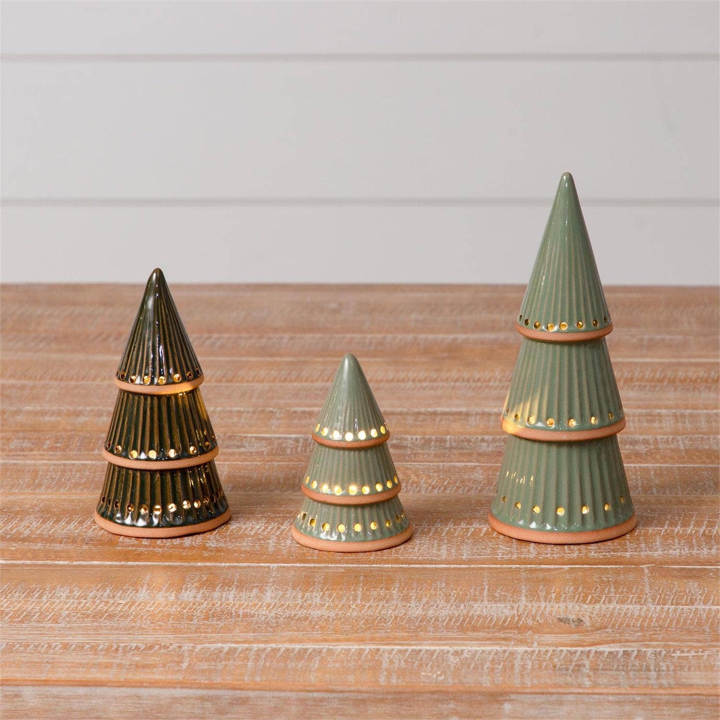 Ceramic Light up Trees, Asst Green