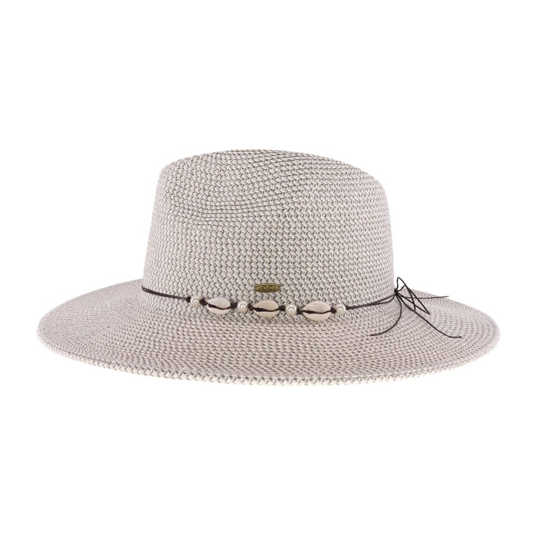 Shell & Pearl Trim Panama Hat