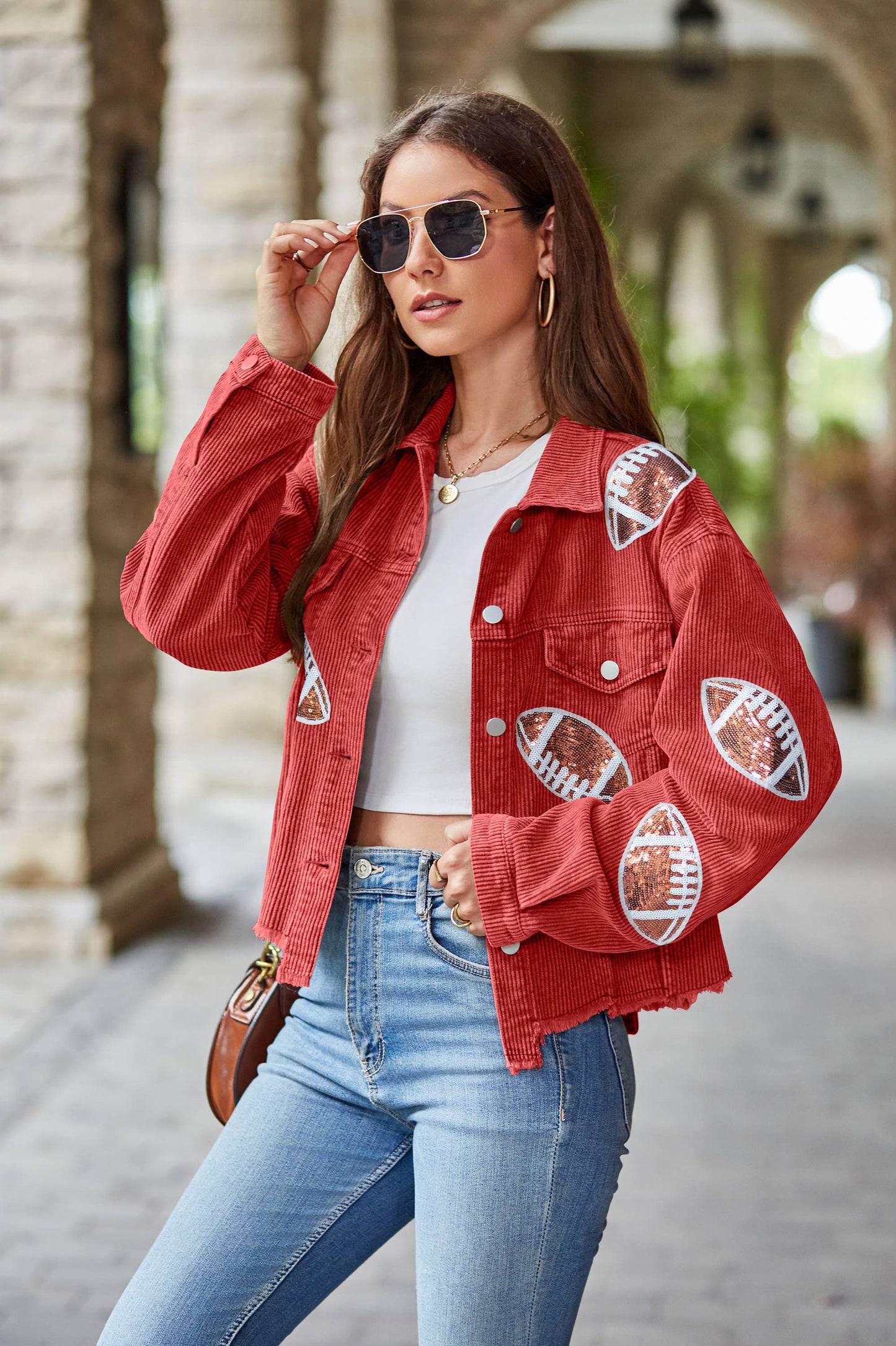 Corduroy Sequin Football Jacket