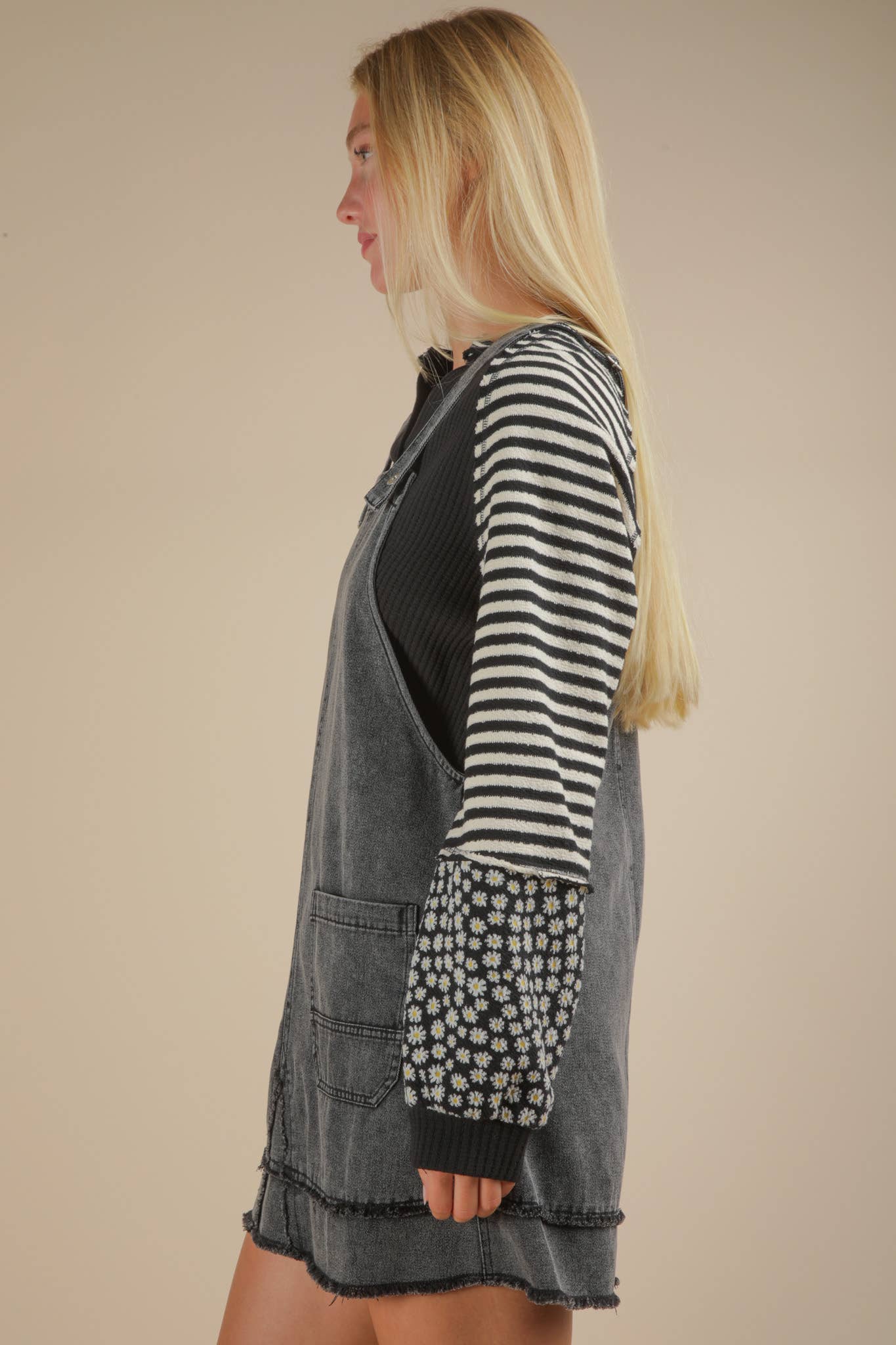 Washed Denim Overall Dress
