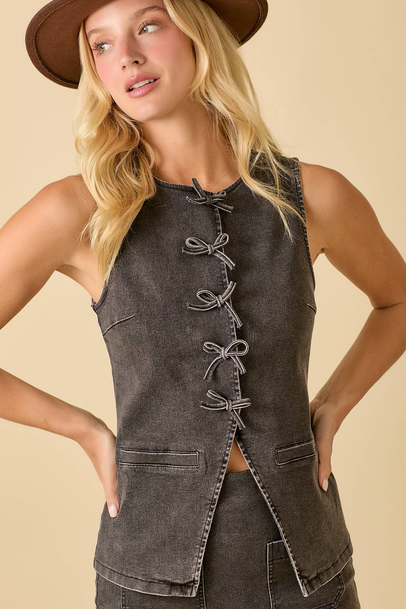 All Tied Up Denim Snap Top