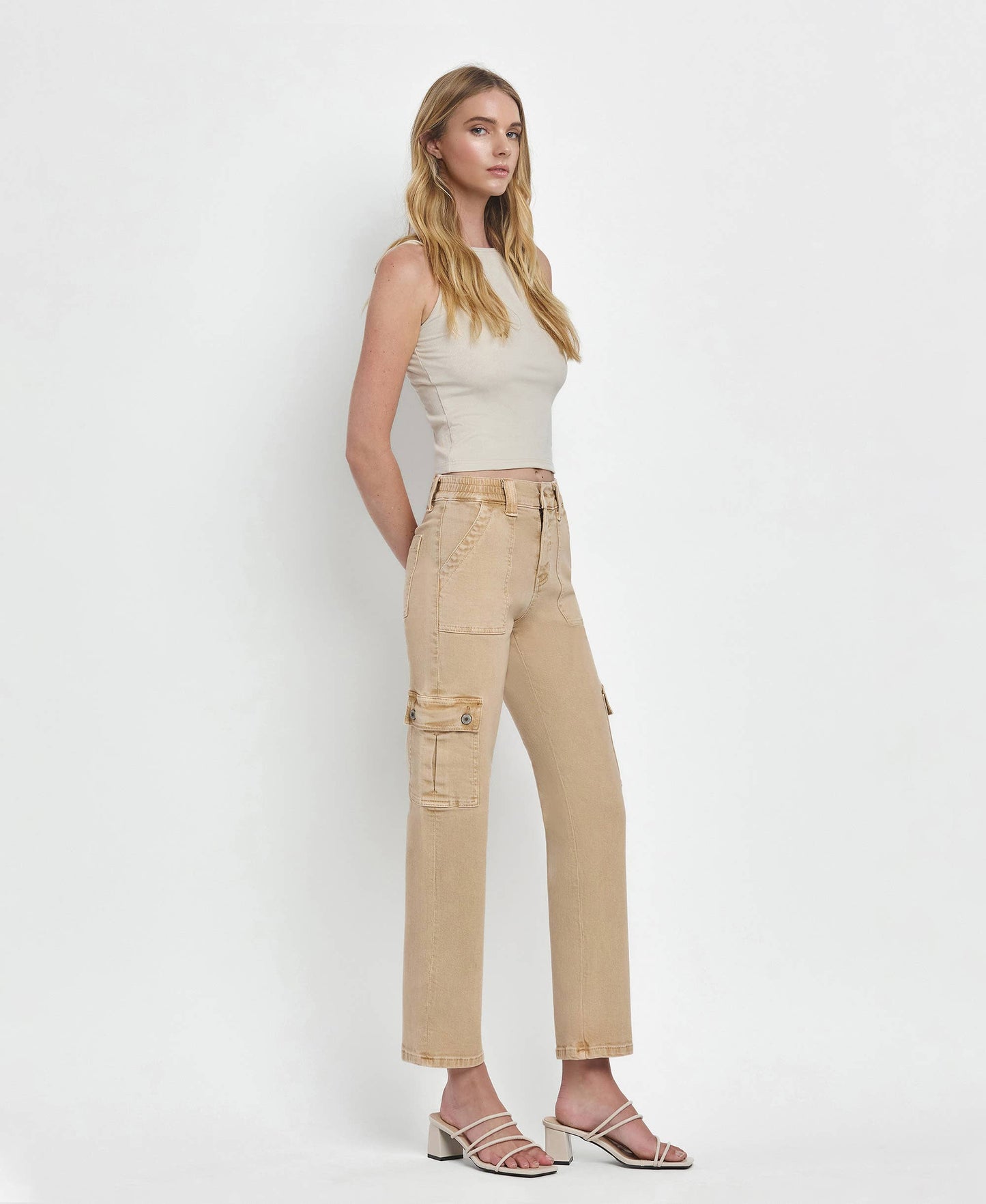 High Rise Khaki Cargos