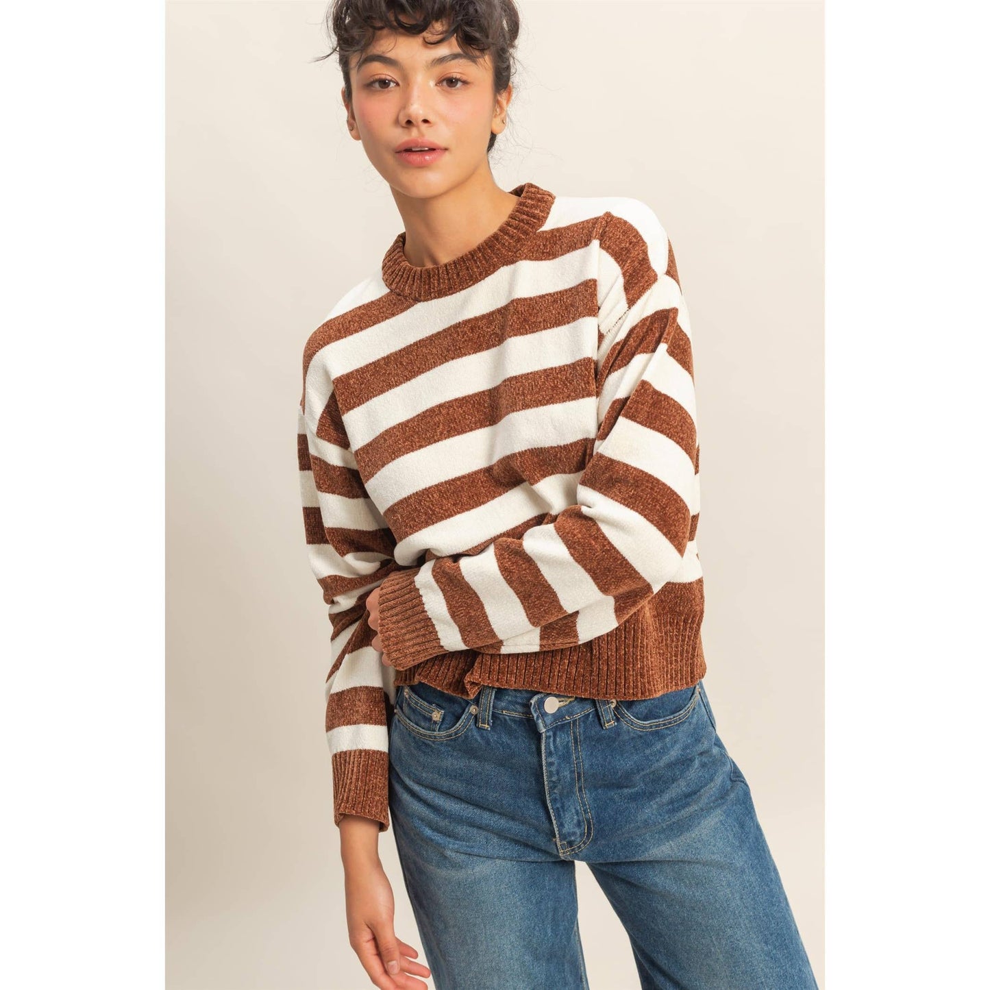 Cuddly Vibes Striped Sweater