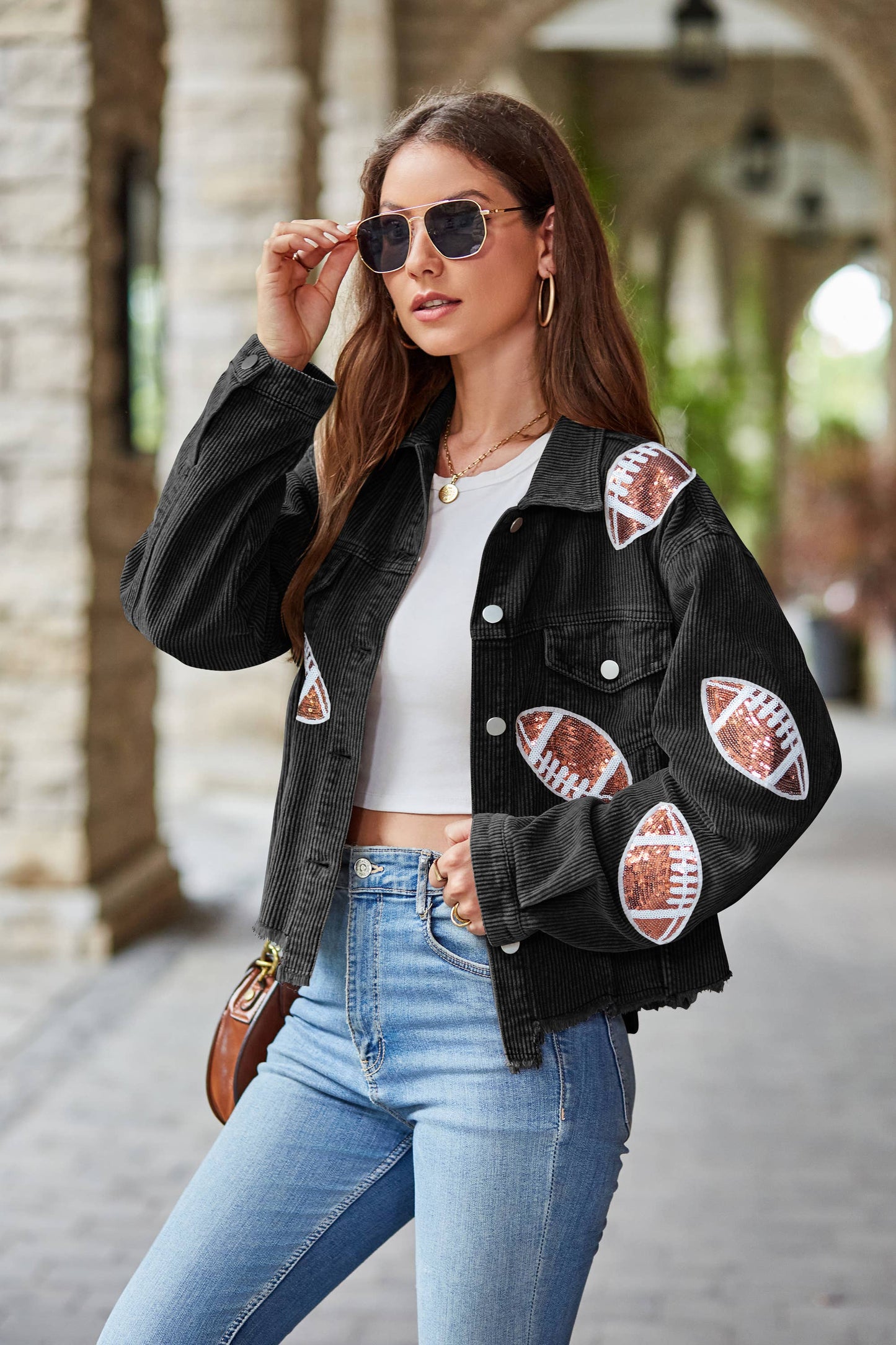 Corduroy Sequin Football Jacket