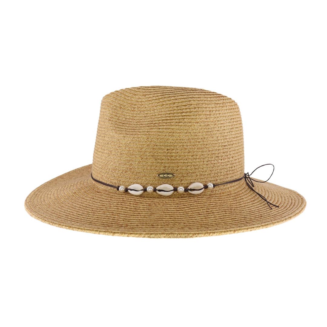 Shell & Pearl Trim Panama Hat