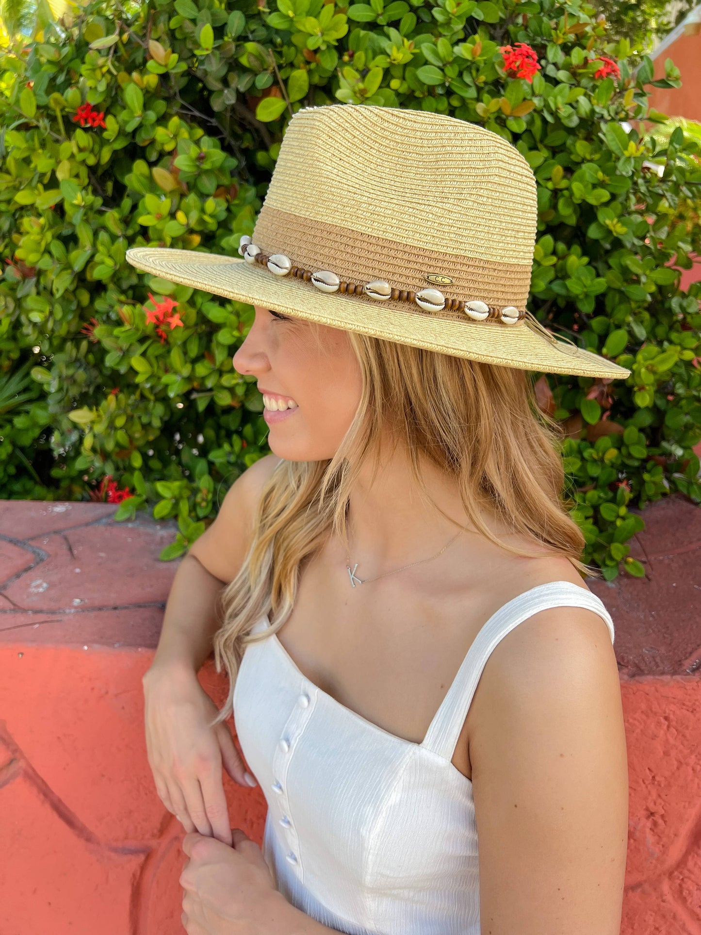 Two-Tone Shell Panama Hat