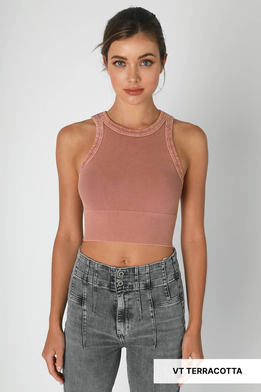 Vintage Ribbed High Neck Top