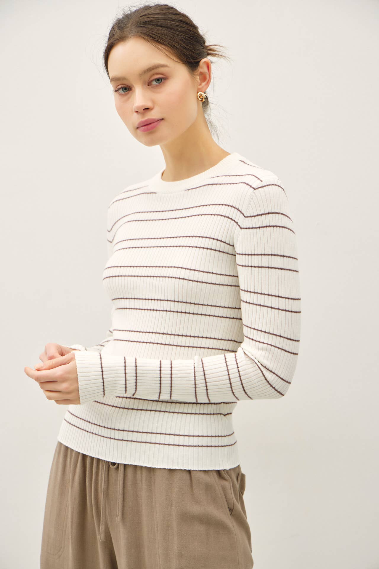 Basic Babe Striped Sweater Top