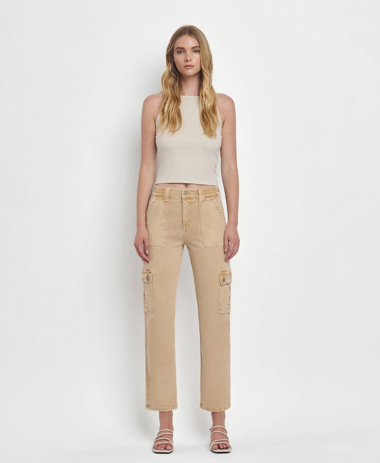 High Rise Khaki Cargos
