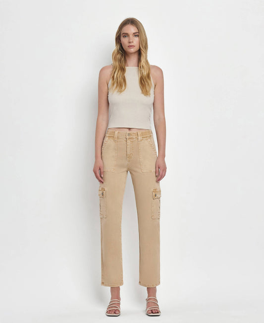 High Rise Khaki Cargos