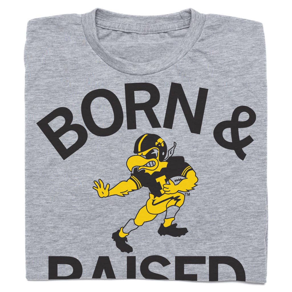 Hawkeyes Born & Raised Vintage Grey Tee