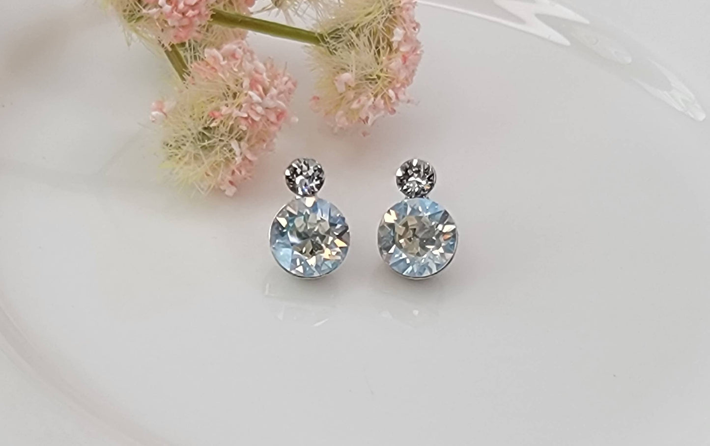 2 stone silver earrings