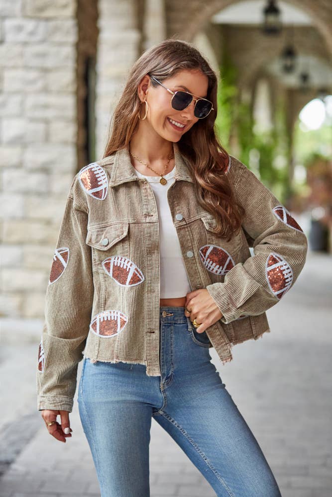 Corduroy Sequin Football Jacket