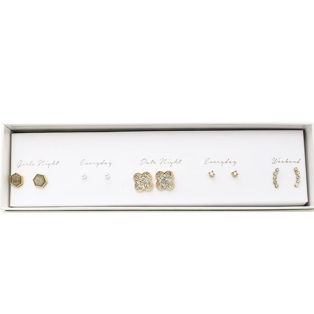 GD Stud Earrings Set Gift Box