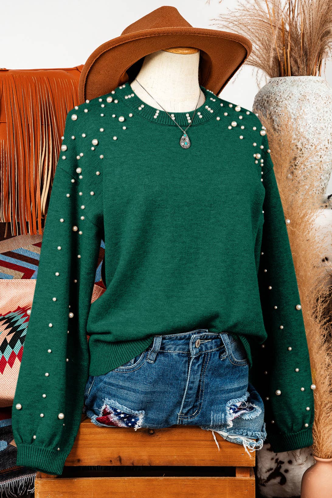 Pearl Sleeve Sweater