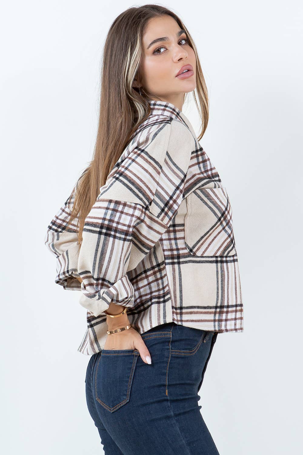 Darla Plaid Crop Shacket