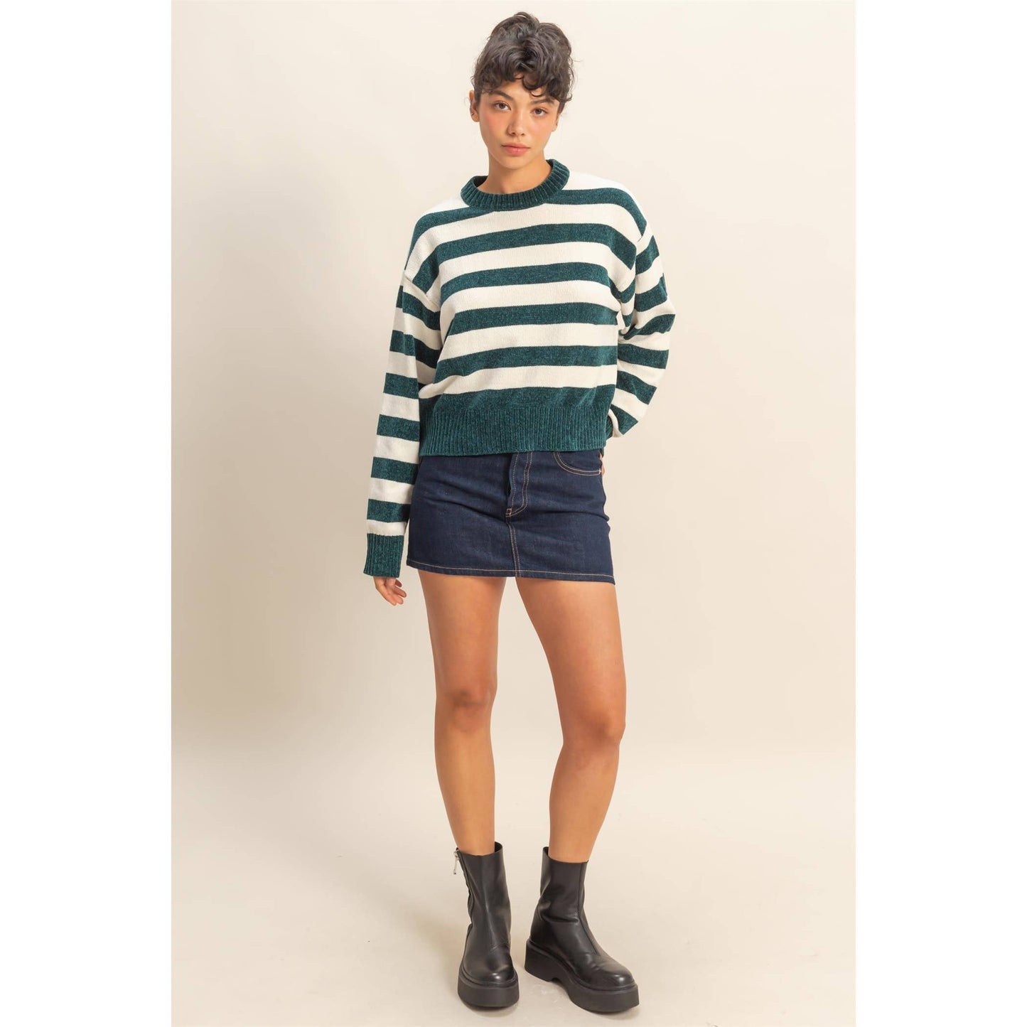 Cuddly Vibes Striped Sweater