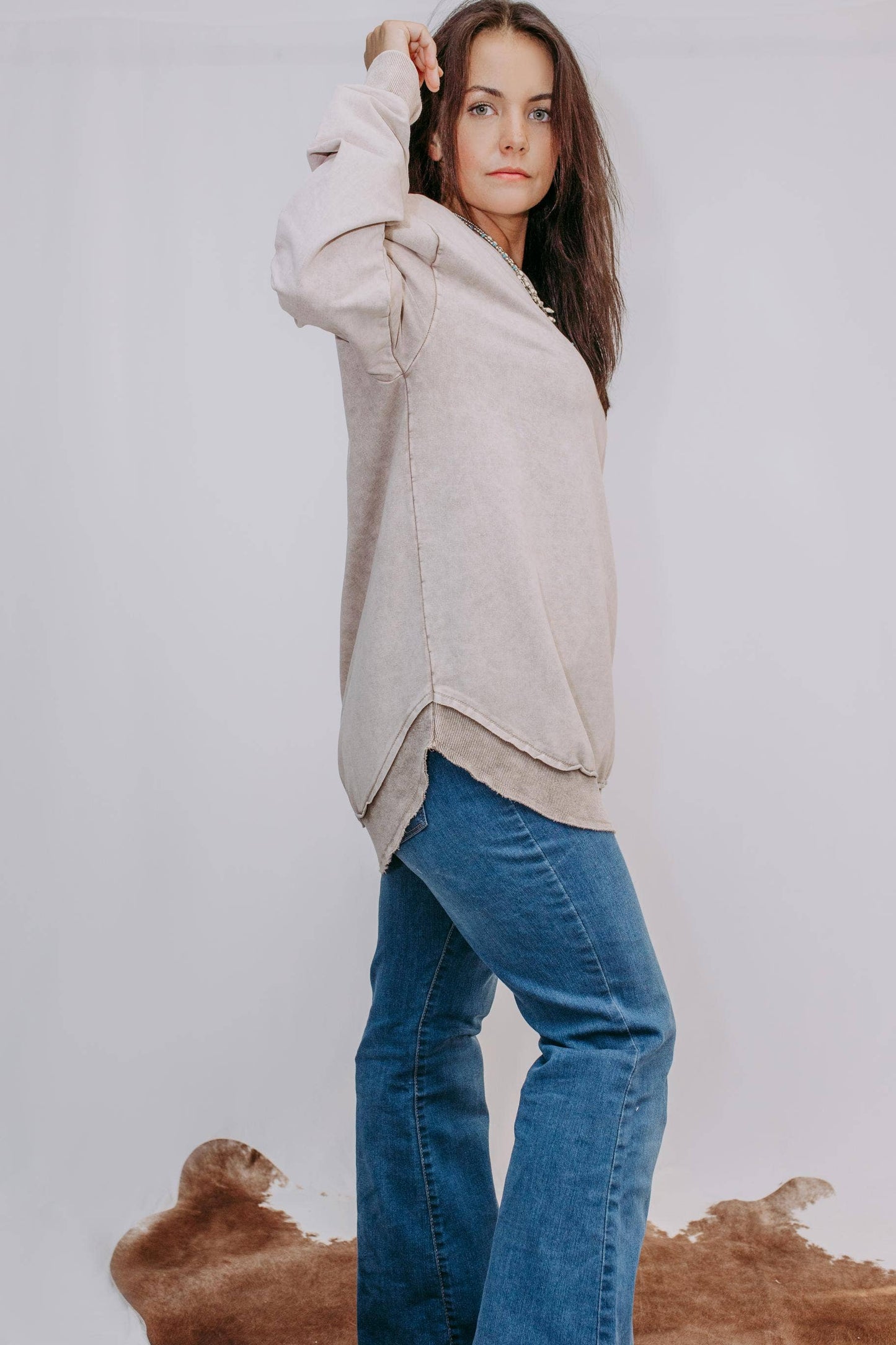 Curved Hem Graphic Crew