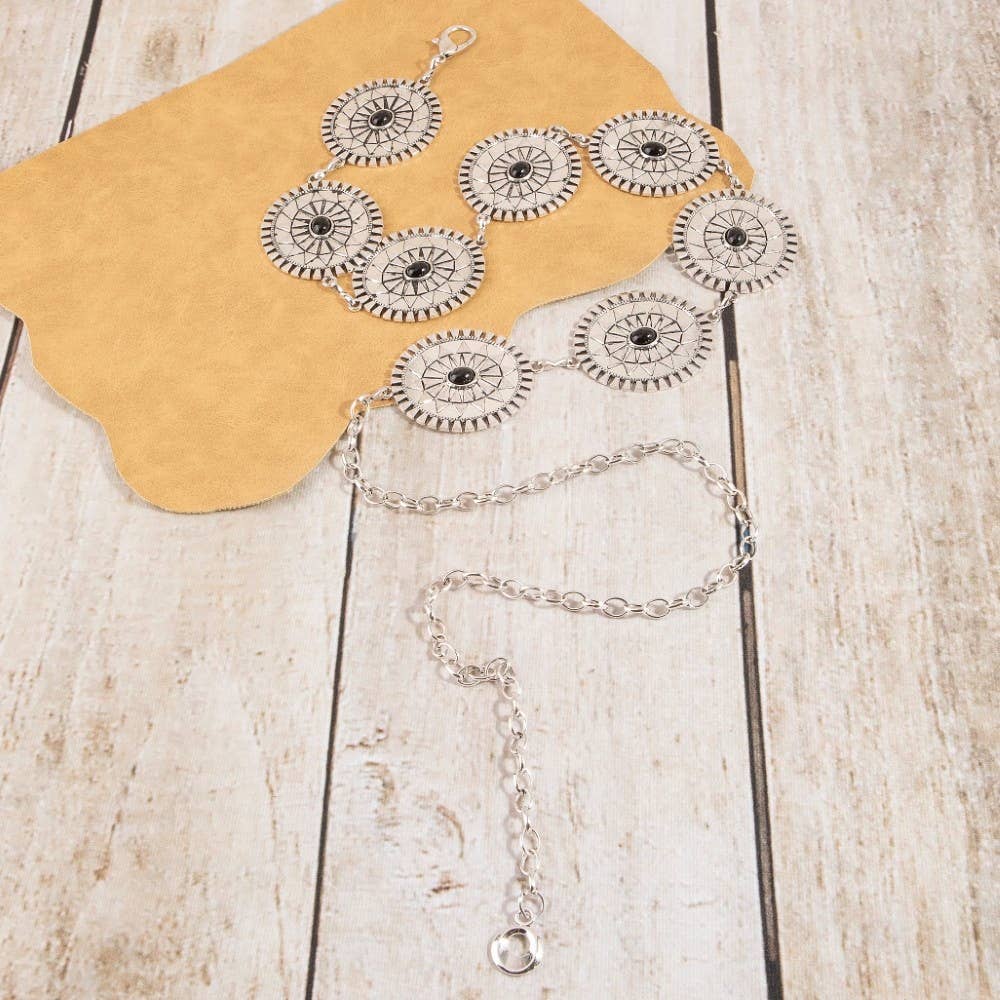 Stone Sunburst Concho Chain Belt