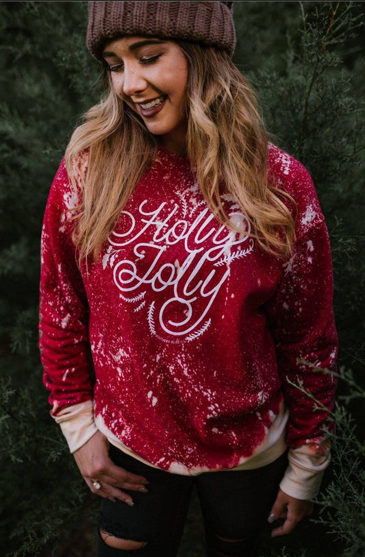Holly Jolly Bleached Crew